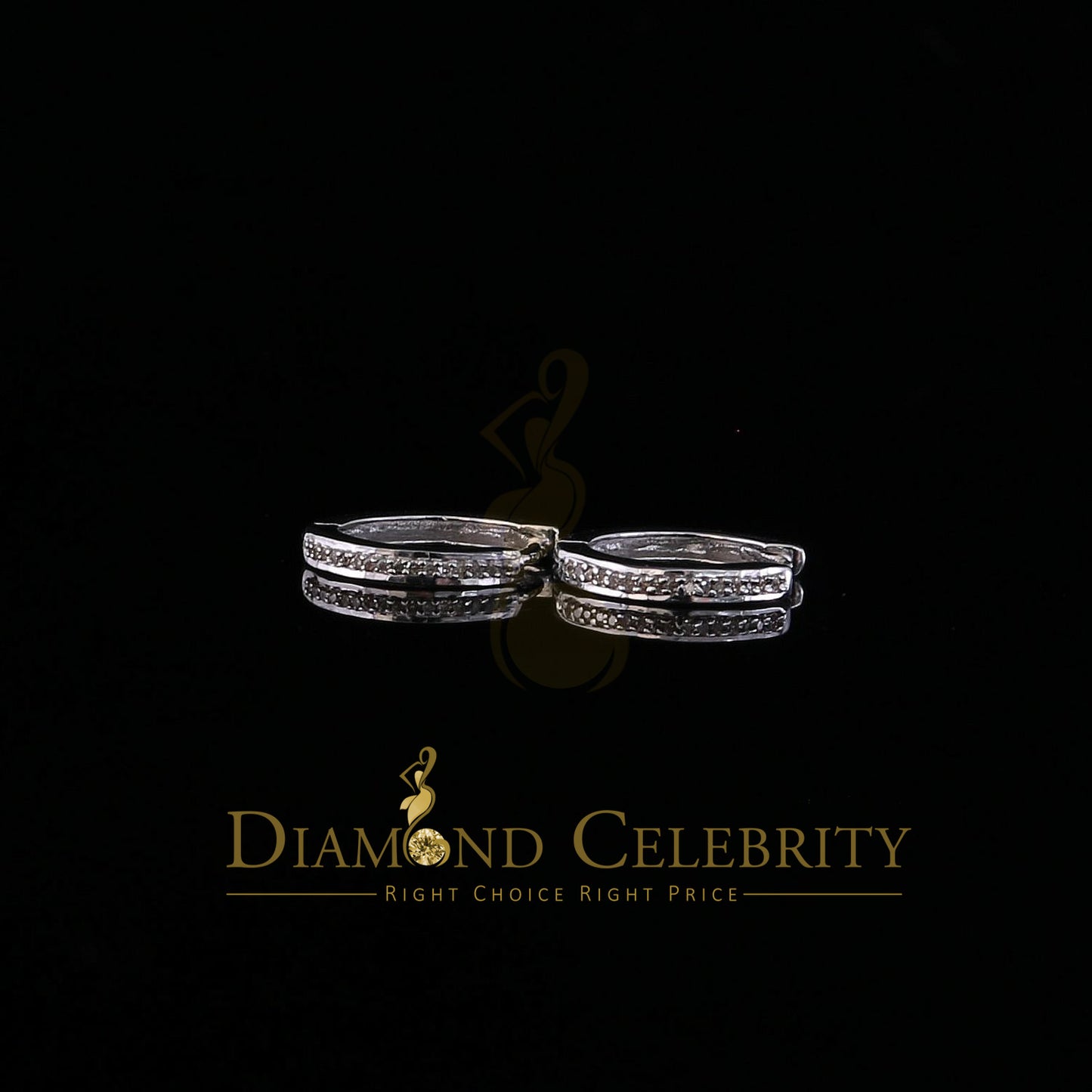DiamondCelebritees 0.10ct Diamond 925 Sterling Silver White Hoop Stud Earrings For Men's / Women's