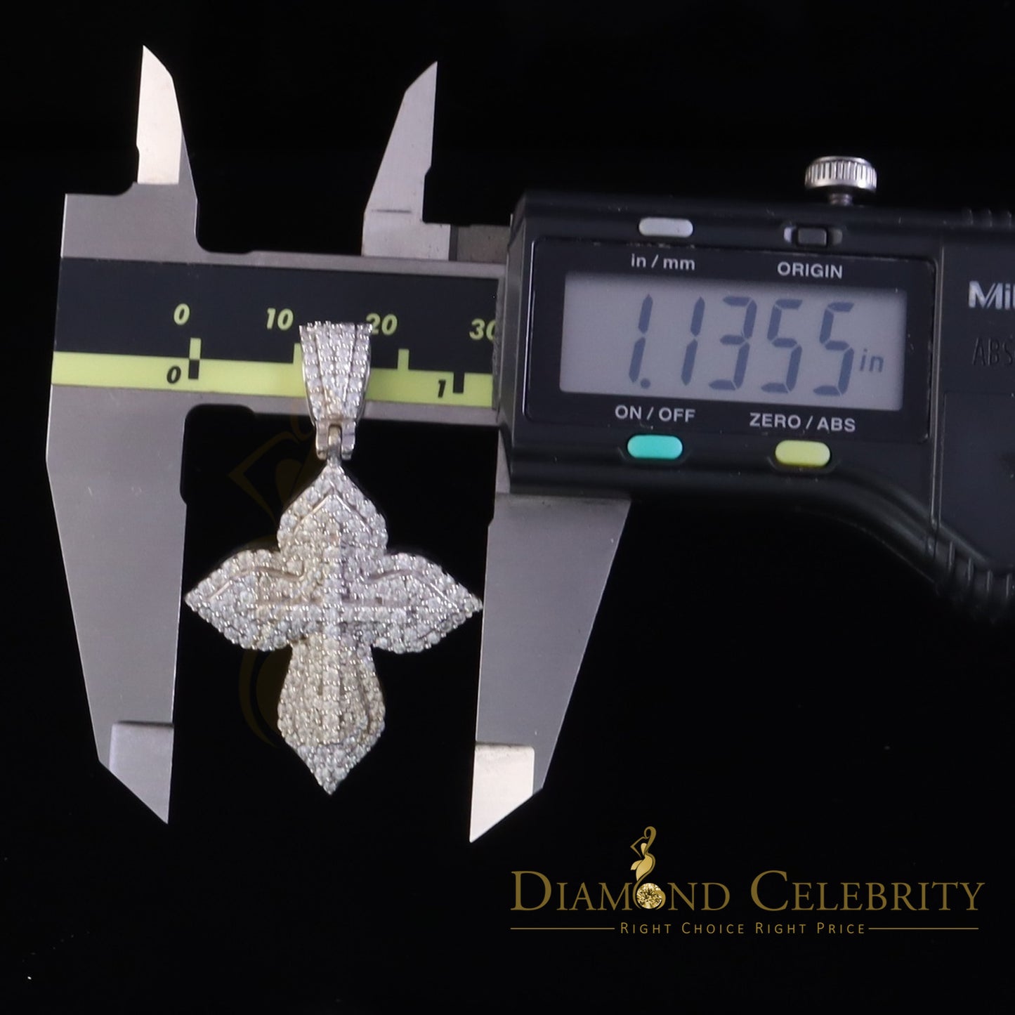 Diamondcelebritees 3.0ct VVS D Moissanite White Silver Charm Cross Floury Pendant Men's & Women's
