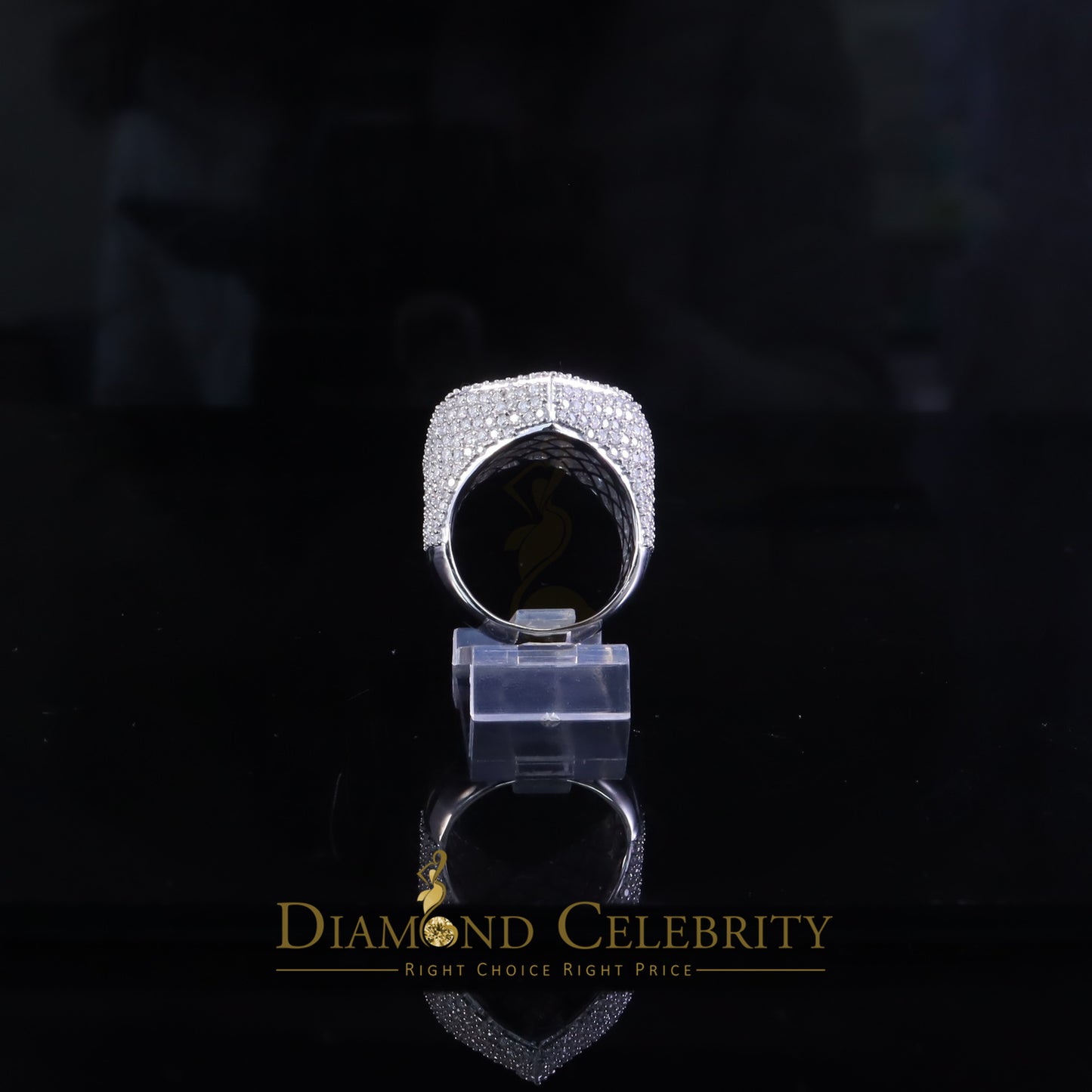 DiamondCelebritees Sterling Men's 925 White Silver 5.00ct VVS 'D' Moissanite Heart Ring Size 8