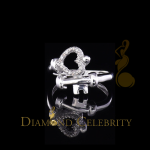 DiamondCelebritees 0.10 CT Real Diamond Womens Silver 925 Sterling White Silver Heart Ring Size 7