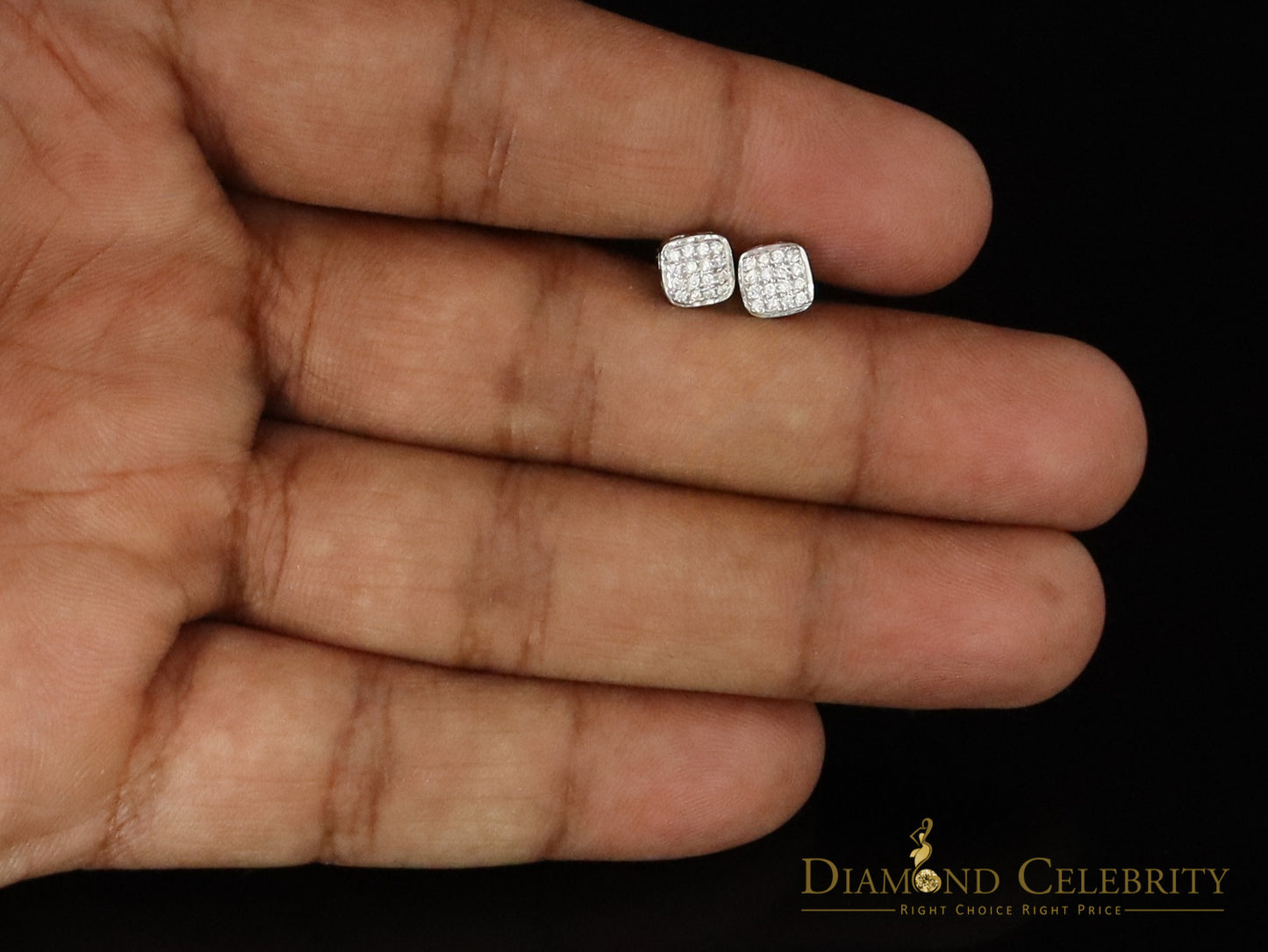 DiamondCelebritees Hip Hop 2.04ct Cubic Zirconia White 925 Silver Screw Back Square Women Earrings