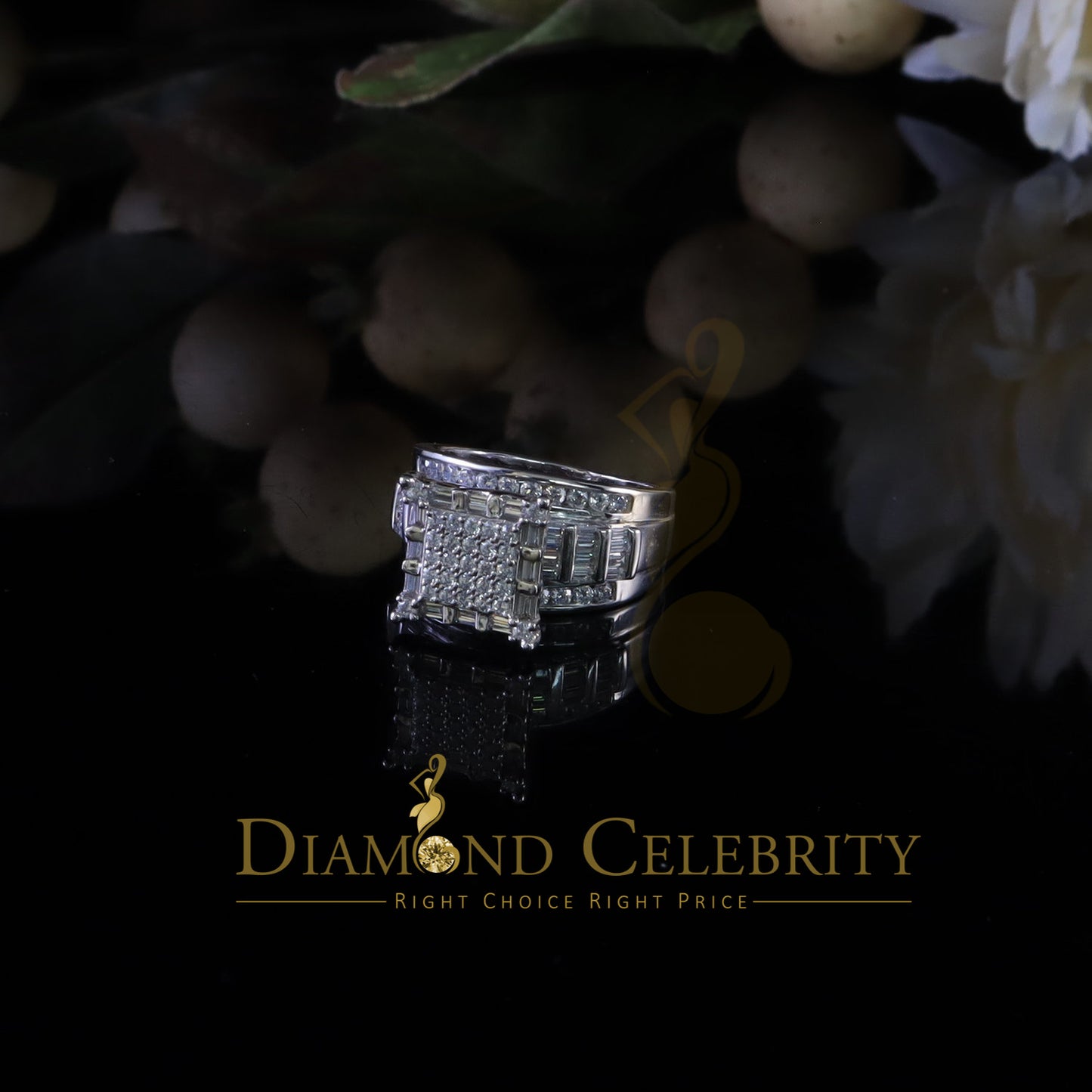 DiamondCelebritees 925 White Square 2.34 ct Cubic Zirconia Silver Engagement Womens Ring Size 7