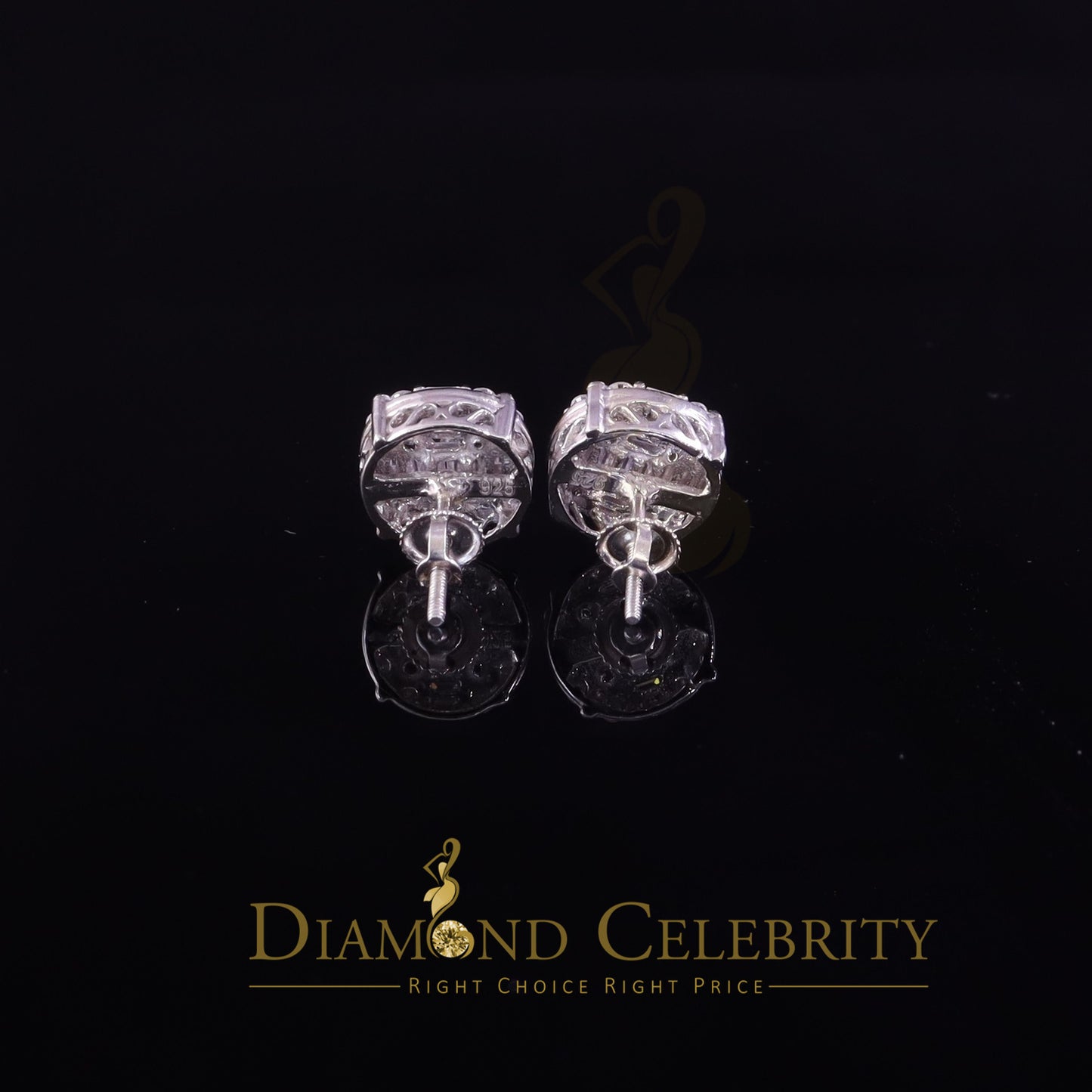 Diamondcelebritees Men's/Womens 925 Silver White 2.00ct VVS 'D' Moissanite Round Stud Earrings