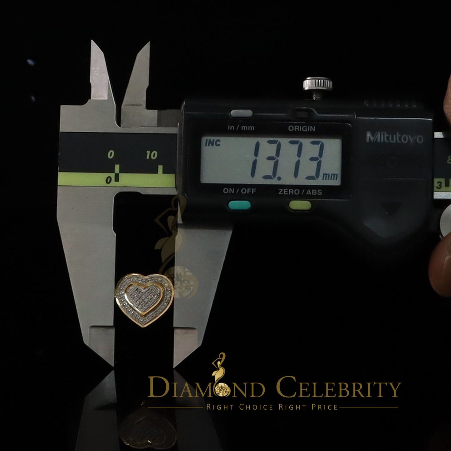 DiamondCelebritees Aretes Para Hombre Heart 925 Yellow Silver 0.30ct Diamond Women's /Men's Earring