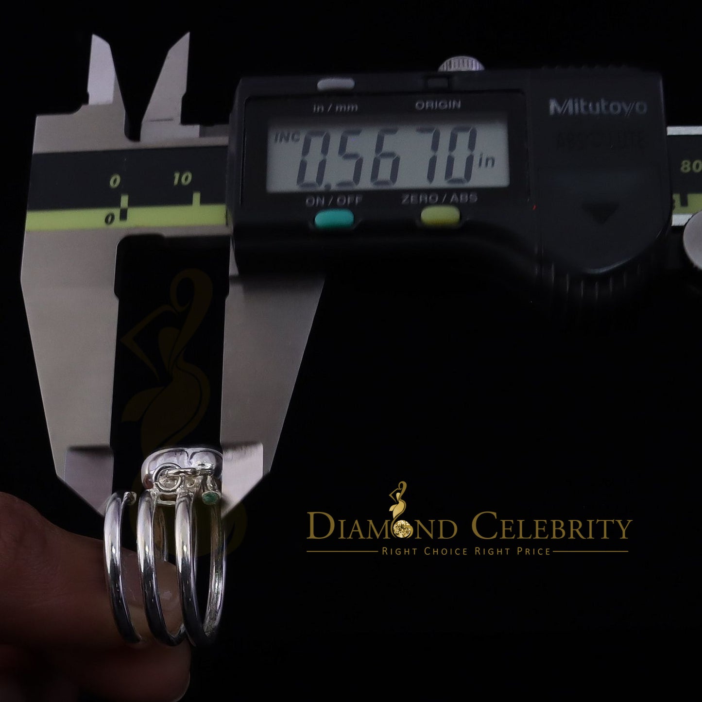 DiamondCelebritees White 925 Sterling Silver Hanging Heart Dangling Adjustable Women's Ring SZ 6