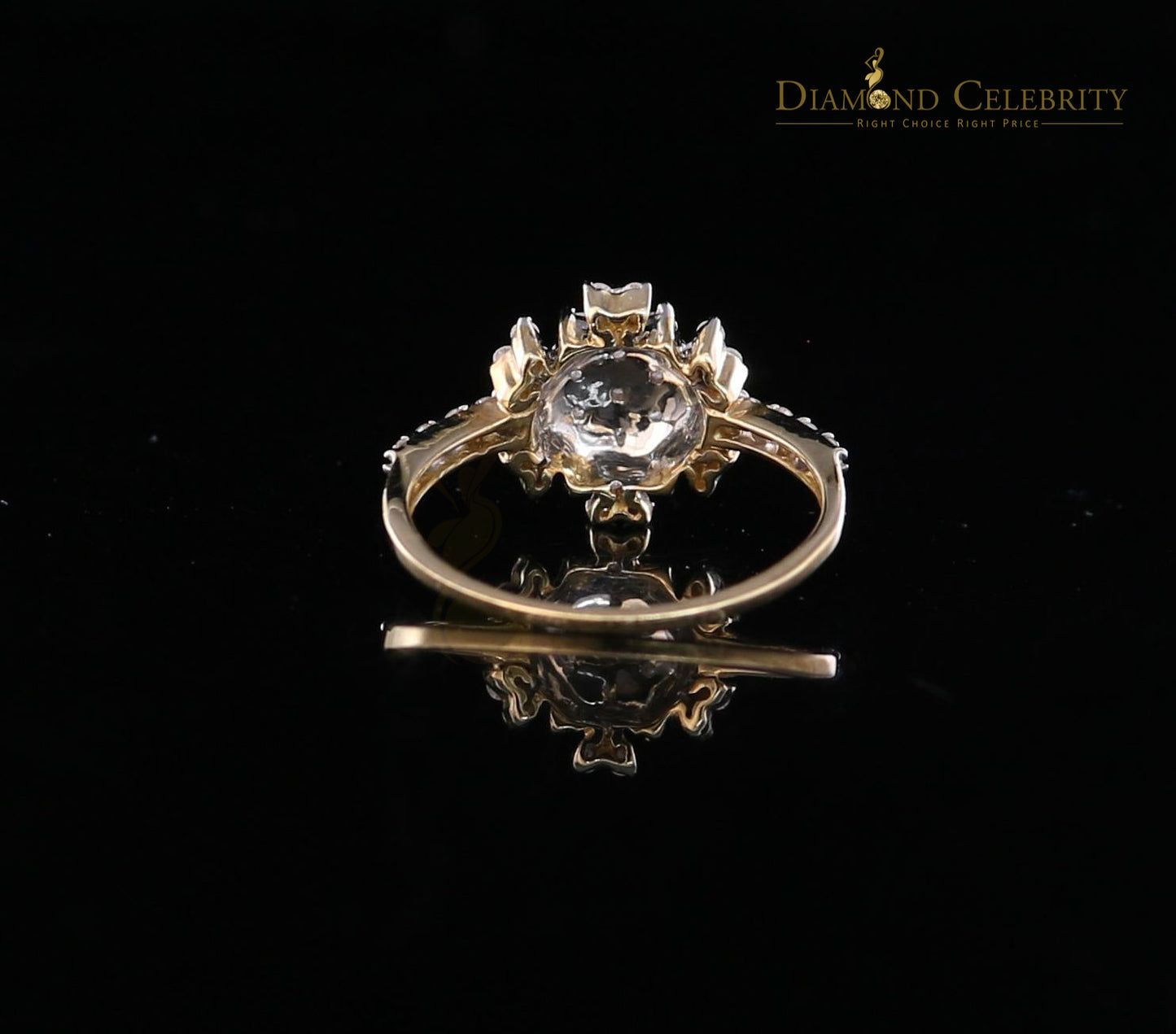 DiamondCelebritees Genuine 0.75CT Diamond with Real 10kt Yellow Gold SPARKLING FLOWER Ring Size 6.5