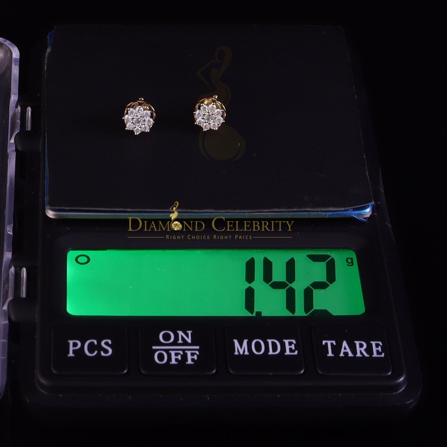 DiamondCelebritees 0.50ct Vvs 'D' Color Genuine Moissanite FLORAL Earrings 10k Real Yellow Gold