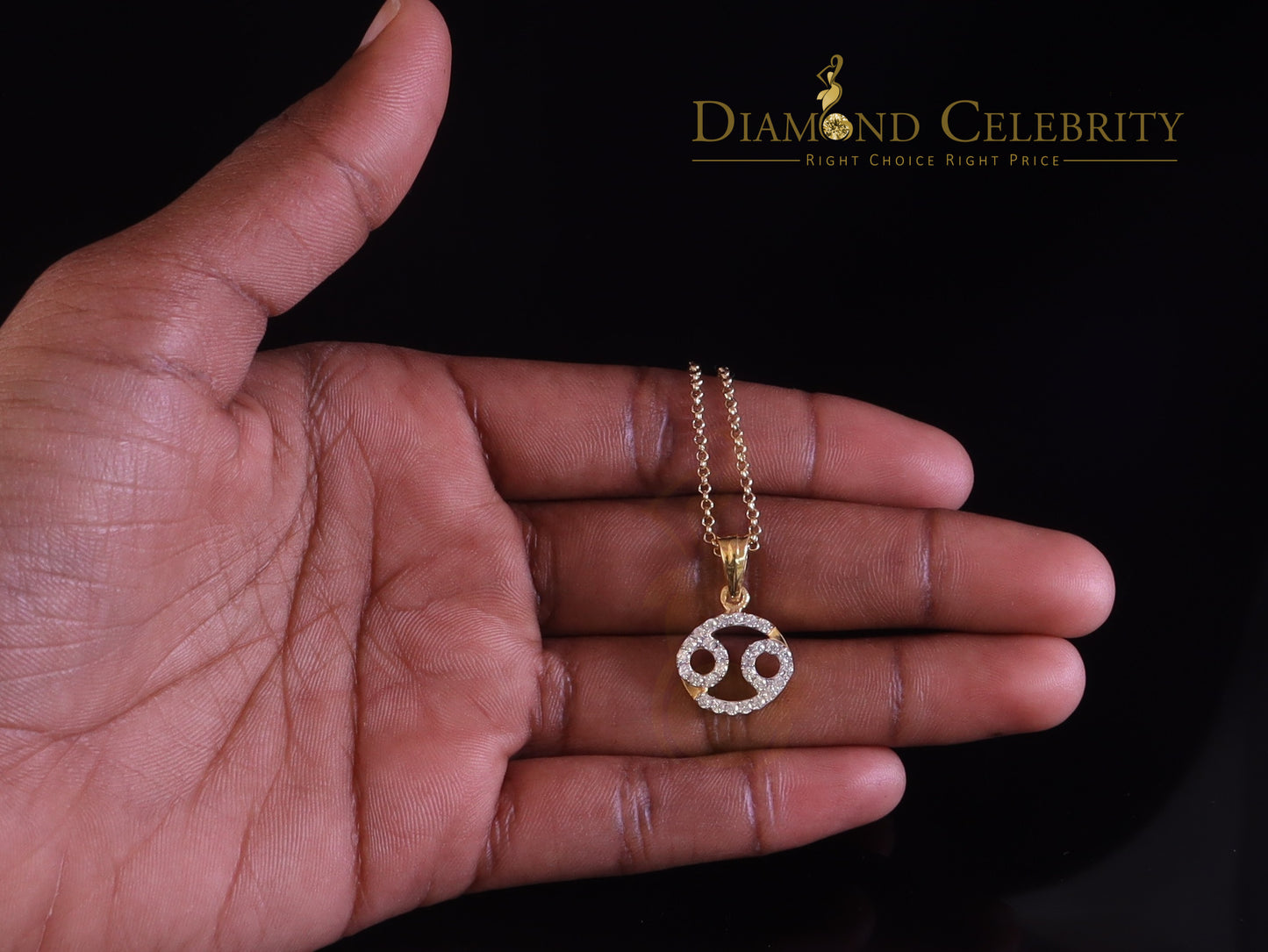 DiamondCelebritees 0.70ct Cubic Zirconia Yellow Silver CANCER JULY Month Pendant Men's & Women's