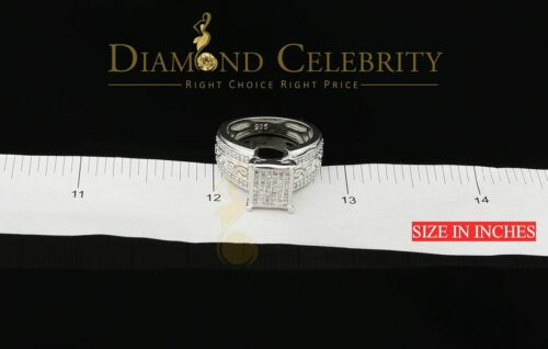 DiamondCelebritees Real Diamond 0.50 CT 925 Silver White Shiny Womens Square Engagement Ring Sz 8
