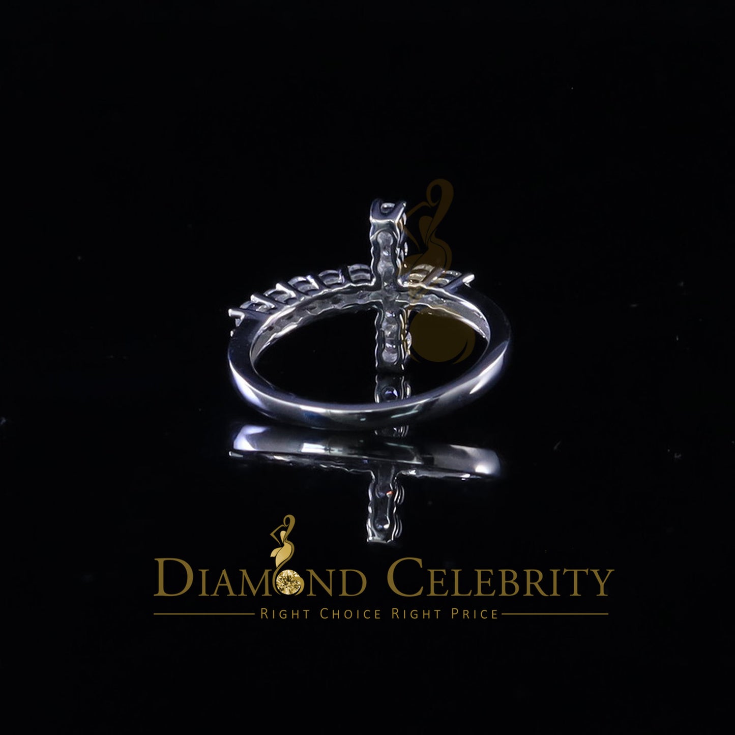 DiamondCelebritees 1.50ct Cubic Zirconia 925 Sterling White Silver Cross Womens Fashion Ring Size 8