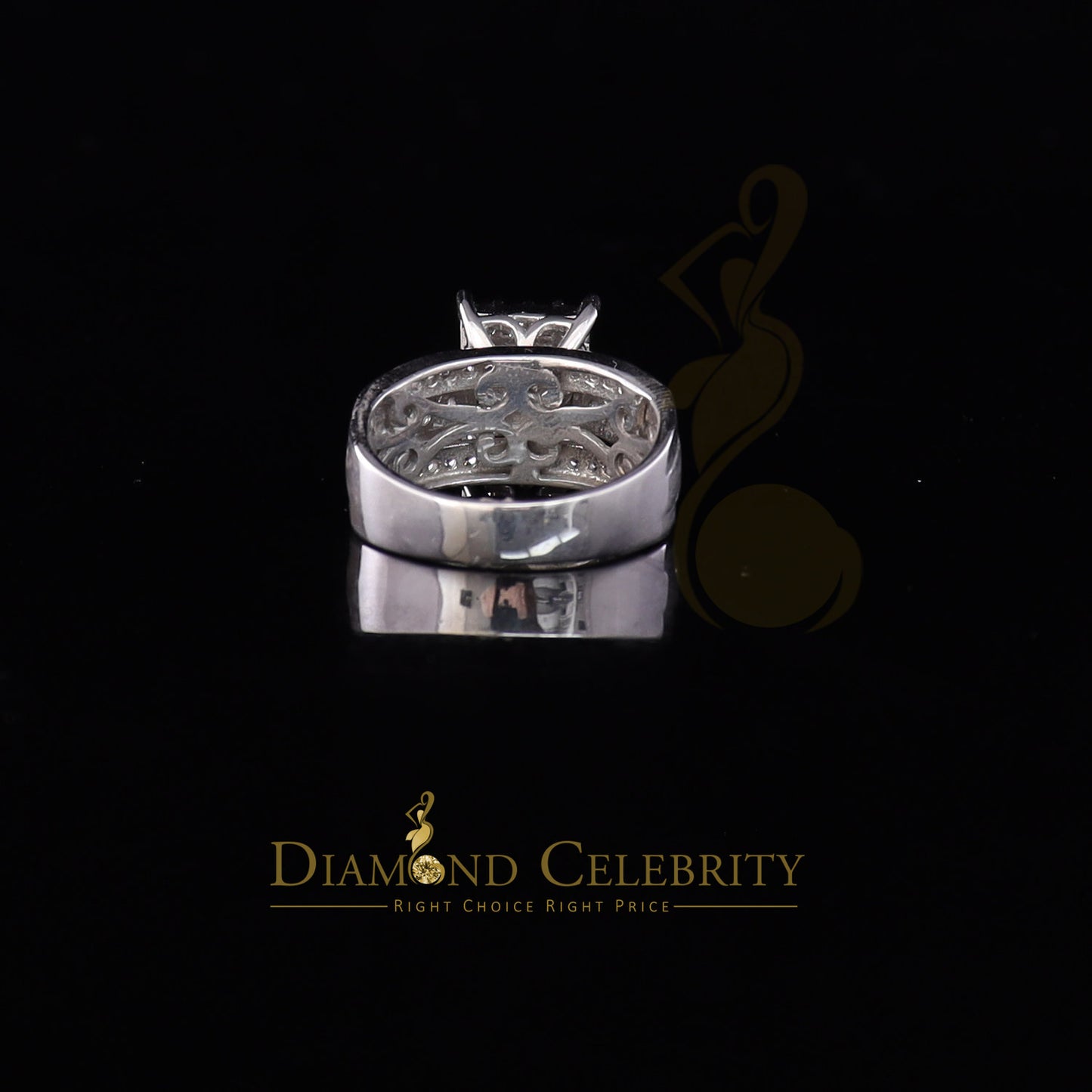 DiamondCelebritees 925 Silver White 3.80ct Cubic Zirconia Cinderella Engagement Women's Ring SZ 8
