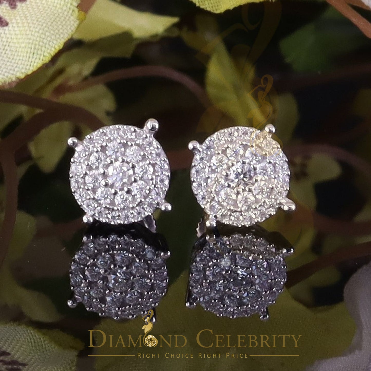 Diamondcelebritees Men's/Womens 925 Silver White 0.50ct VVS 'D' Moissanite Round Stud Earrings