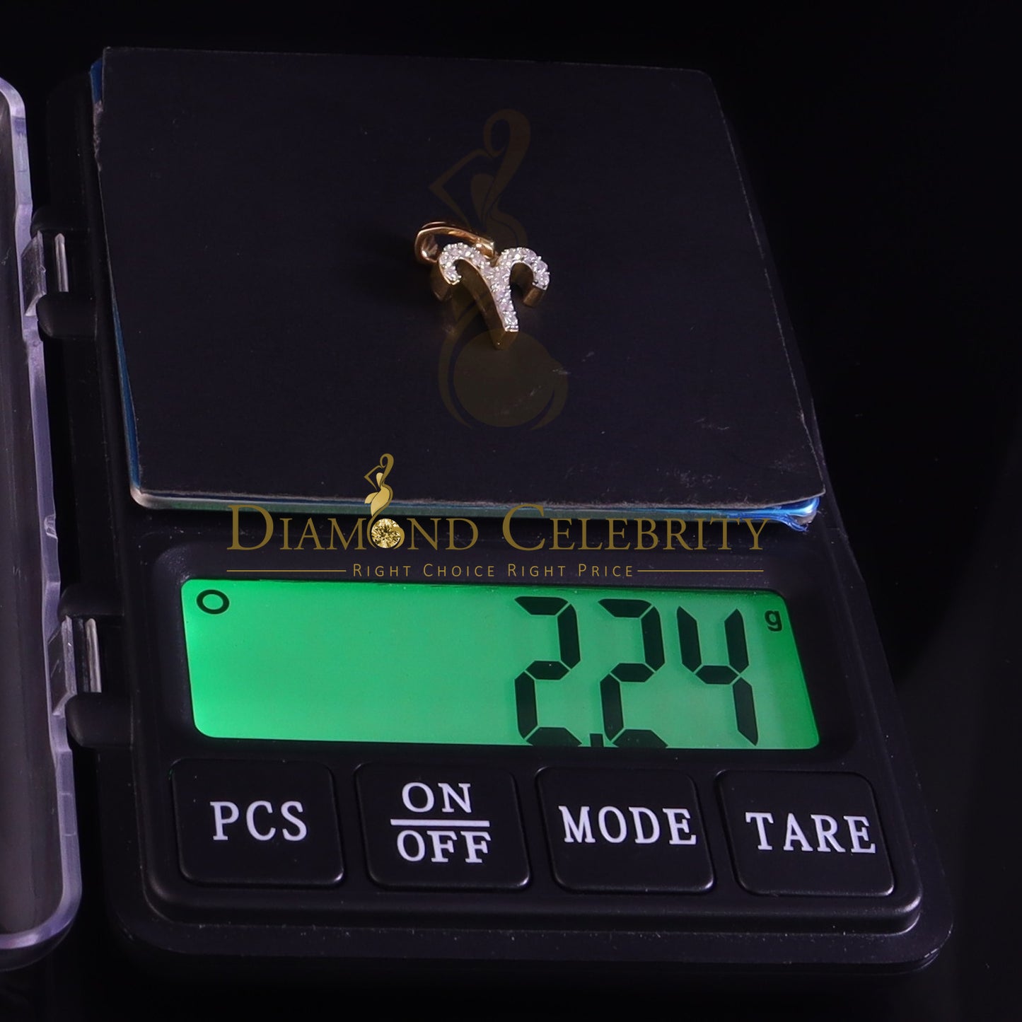 DiamondCelebritees 0.42ct Cubic ZirconiaYellow Silver ARIES-APRIL Month Pendant for Men's & Women's