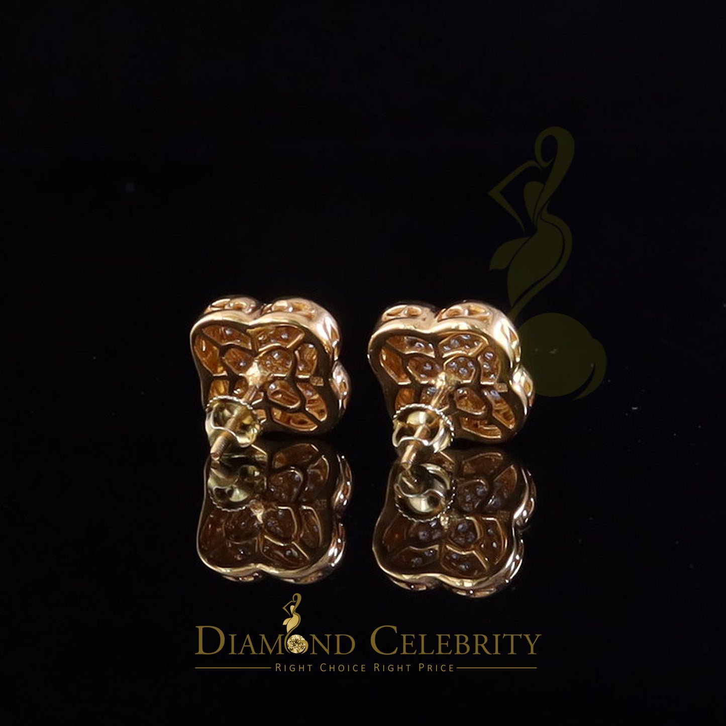 DiamondCelebritees 1.00 ct VVS 'D' Moissanite Mens/Womens 925 Silver Yellow Stud Earrings