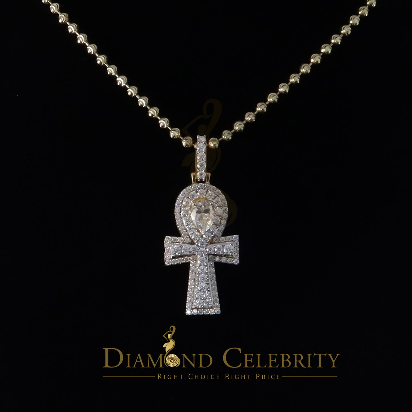 Diamondcelebritees New Ankh Pendant 925 Yellow Silver Sterling 3.50ct VVS D Moissanite Men's/Womens