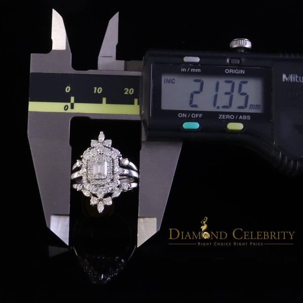 DiamondCelebritees 925 White Silver Solitaire Enhancer Guard Wrap Ring 2.00ct Moissanite Size 7
