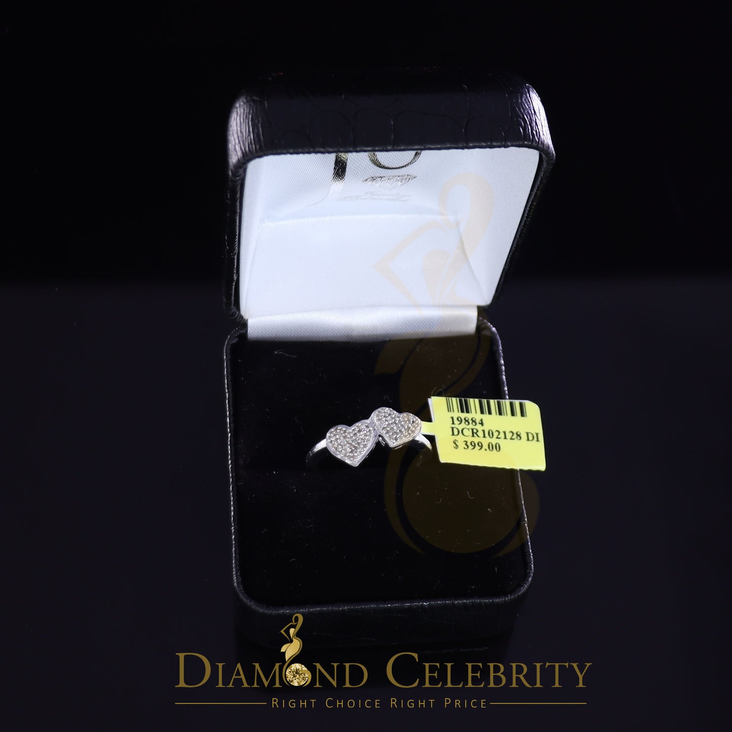 DiamondCelebritees 0.25 CT Real Diamond 925 Sterling White Silver Love Womens Heart Ring Size 7