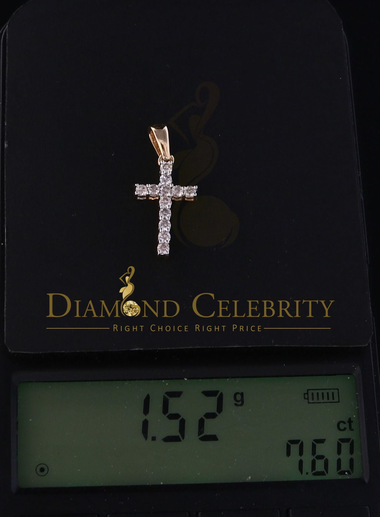DiamondCelebritees 10k Real Gold Real Diamond 0.50ct CROSS Charm Fashion Yellow Style Pendant