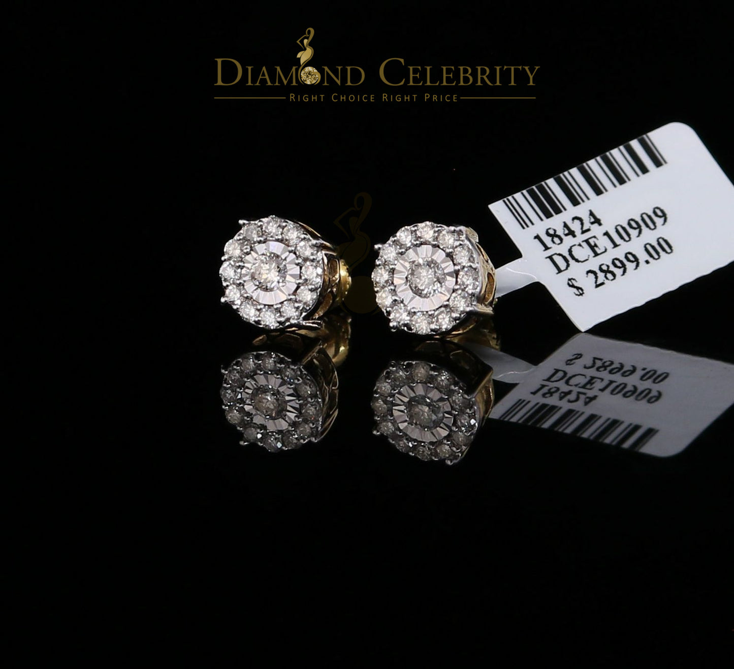 DiamondCelebritees10K Real Yellow Gold with 0.75CT Real Diamond Men's/Women's Stud Earrings