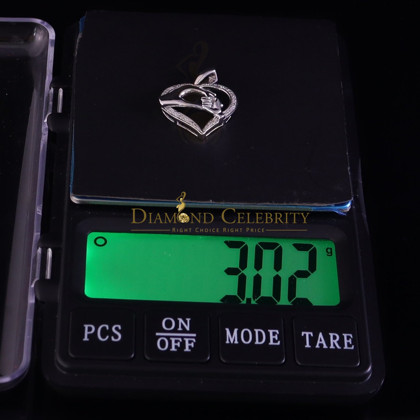 DiamondCelebritees Real 0.10CT Diamond Heart In MOM'S CARE Sterling Silver White Necklace Pendant