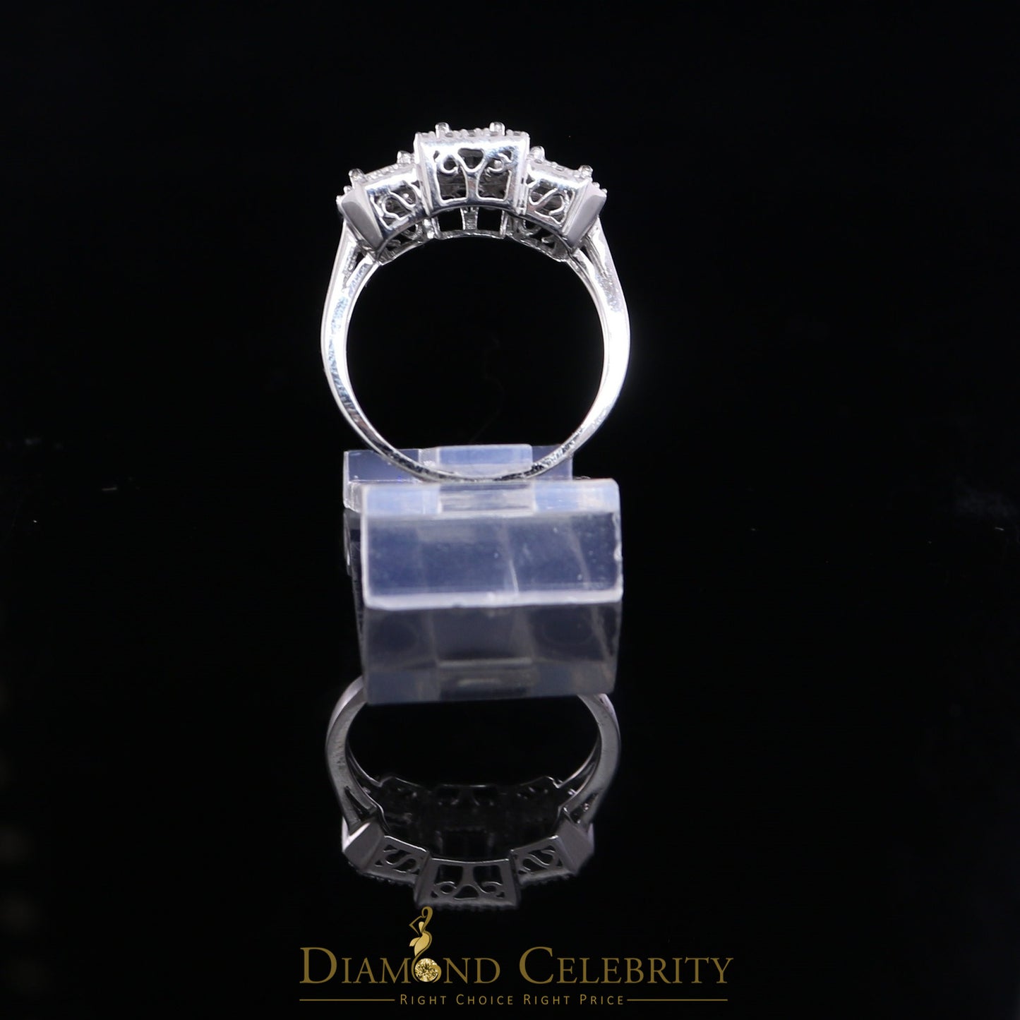 DiamondCelebritees Real 10kt White Gold with Black Stone 0.50CT Real Diamond Square Ring size 6.5