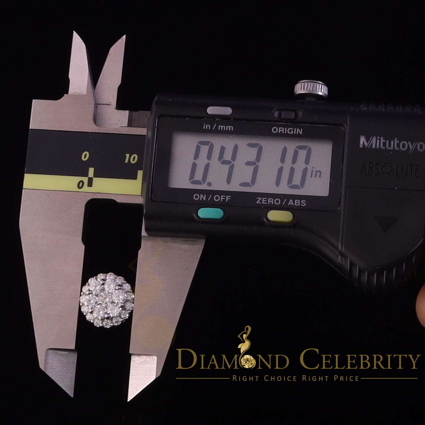 DiamondCelebritees Genuine 2.0ct Vvs 'D' Color Moissanite Cluster Earring 10k Real Yellow Gold