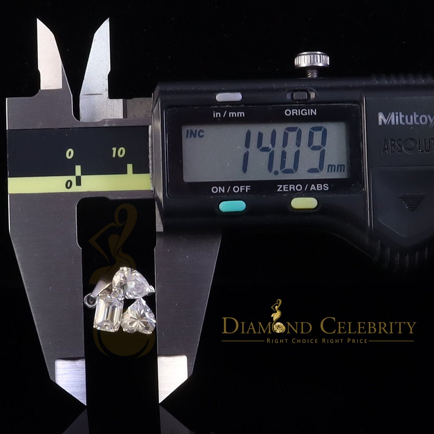 Diamondcelebritees White 925 Silver 3.50ct VVS D Moissanite Toi et Moi Pear Emerald Heart Pendt