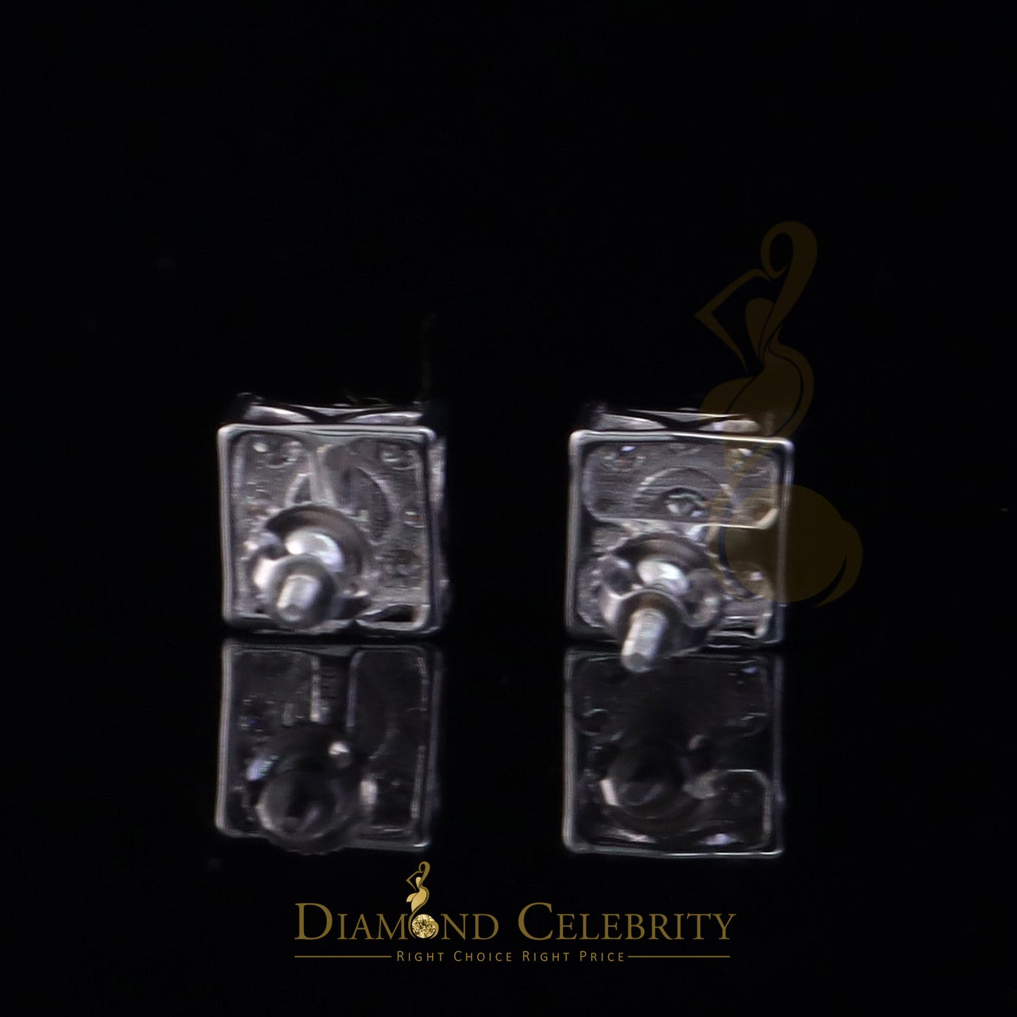 Diamondcelebritees For Women's/Men's 925 Silver White 1.00ct VVS D Moissanite Square Stud Earrings