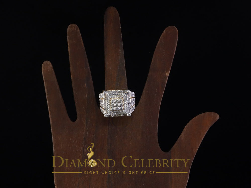 DiamondCelebritees Yellow 925 Silver 5.00ct VVS 'D' Moissanite Stone Rectangle Rings Size 10 Men's