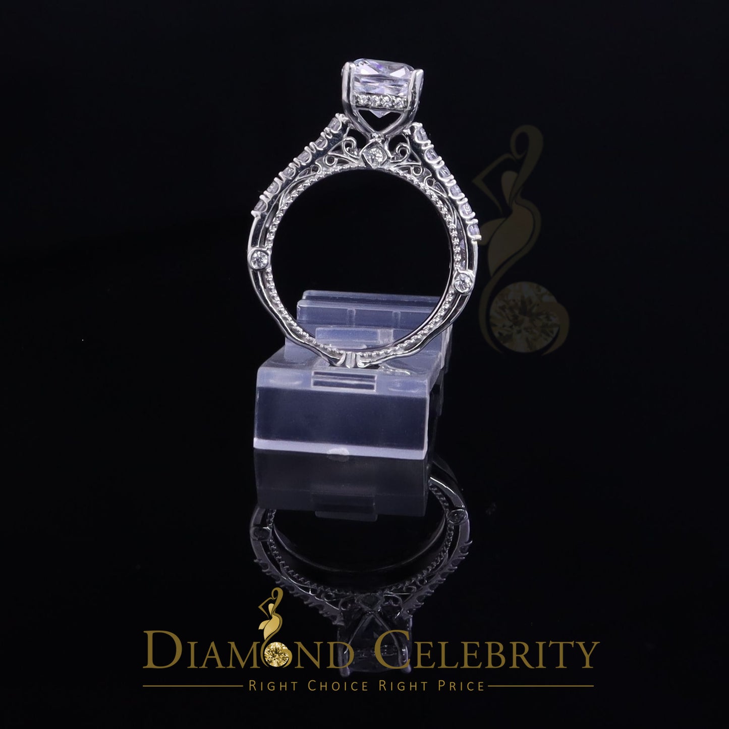 DiamondCelebritees 6.13 ct White Cubic Zirconia 925 Sterling Silver Bridal Fashion Womens Ring SZ 7