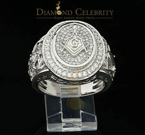 DiamondCelebritees 925 Silver White 1.75ct Cubic Zirconia Oval Wide Band Cocktail Men's Ring SZ 10