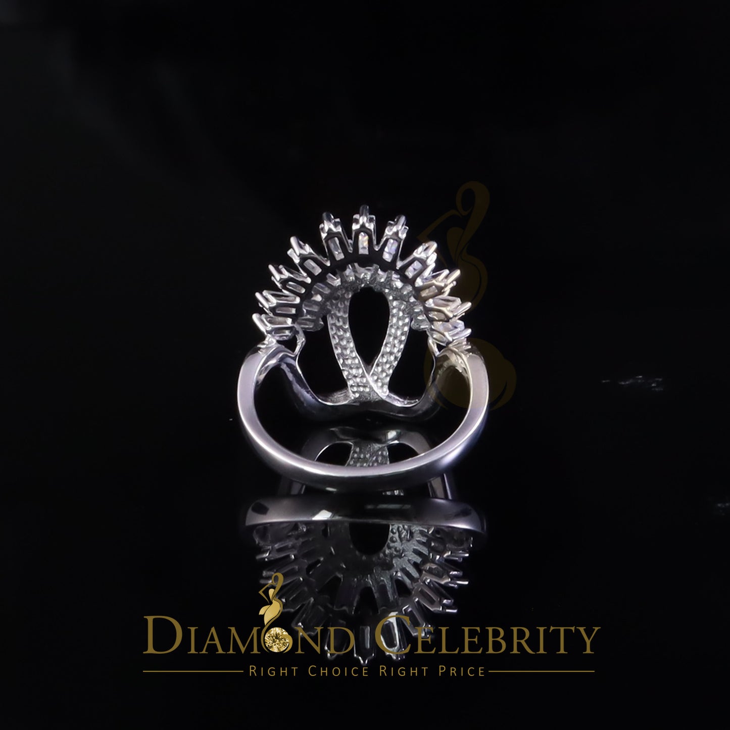 DiamondCelebritees 925 Sterling 2.00 ct Cubic Zirconia White Silver Crown Womens Ring Size 6.5