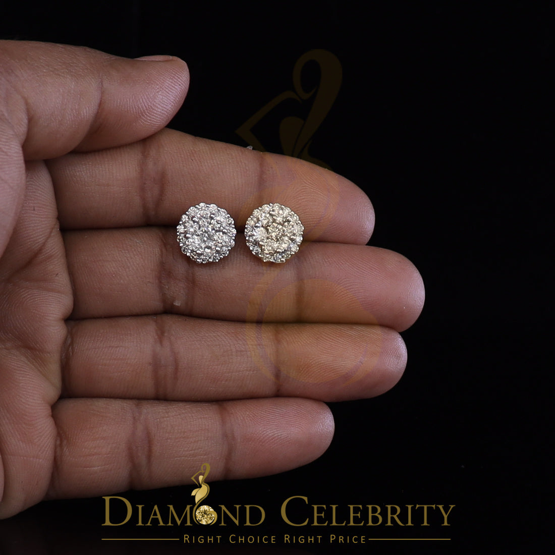 DiamondCelebritees 10K Real Yellow Gold w/Real 1.66 CT Diamond Men's/Women's Stud Earring