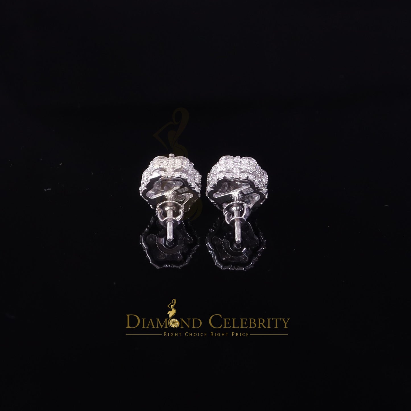 Diamondcelebritees Men's/Women's 925 Silver White 2.00ct VVS 'D' Moissanite Floral Stud Earrings