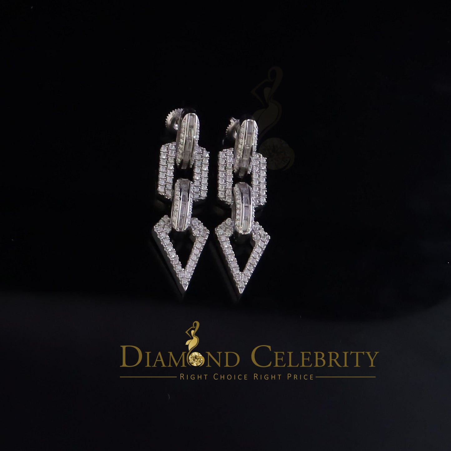 Diamondcelebritess New Dangling 925 Silver White 2.00CT VVS 'D Bugget Rd Moissanite Womens Earrings