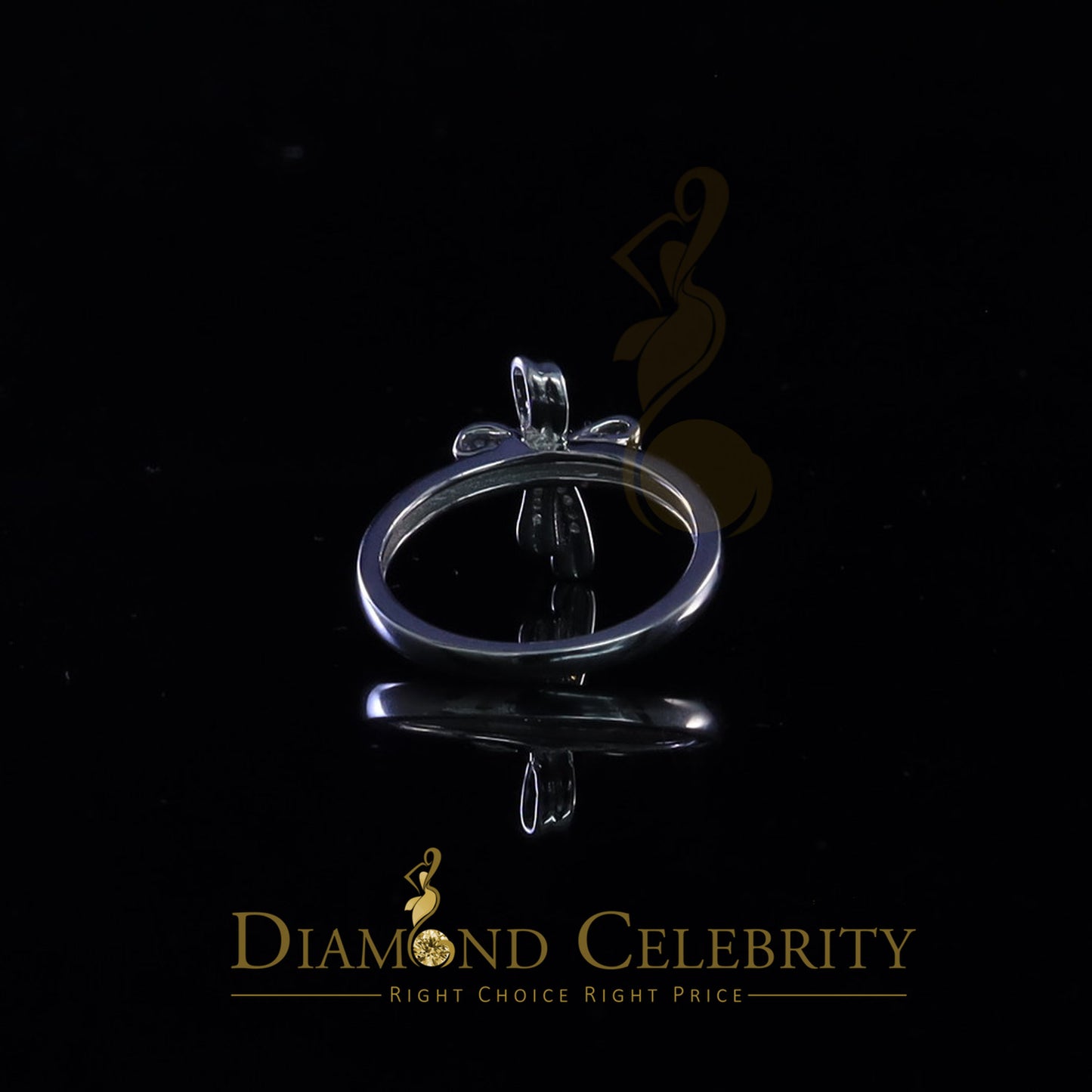 DiamondCelebritees 925 Sterling White Silver Shiny Cross 0.17ct Cubic Zirconia Womens Ring Size 8