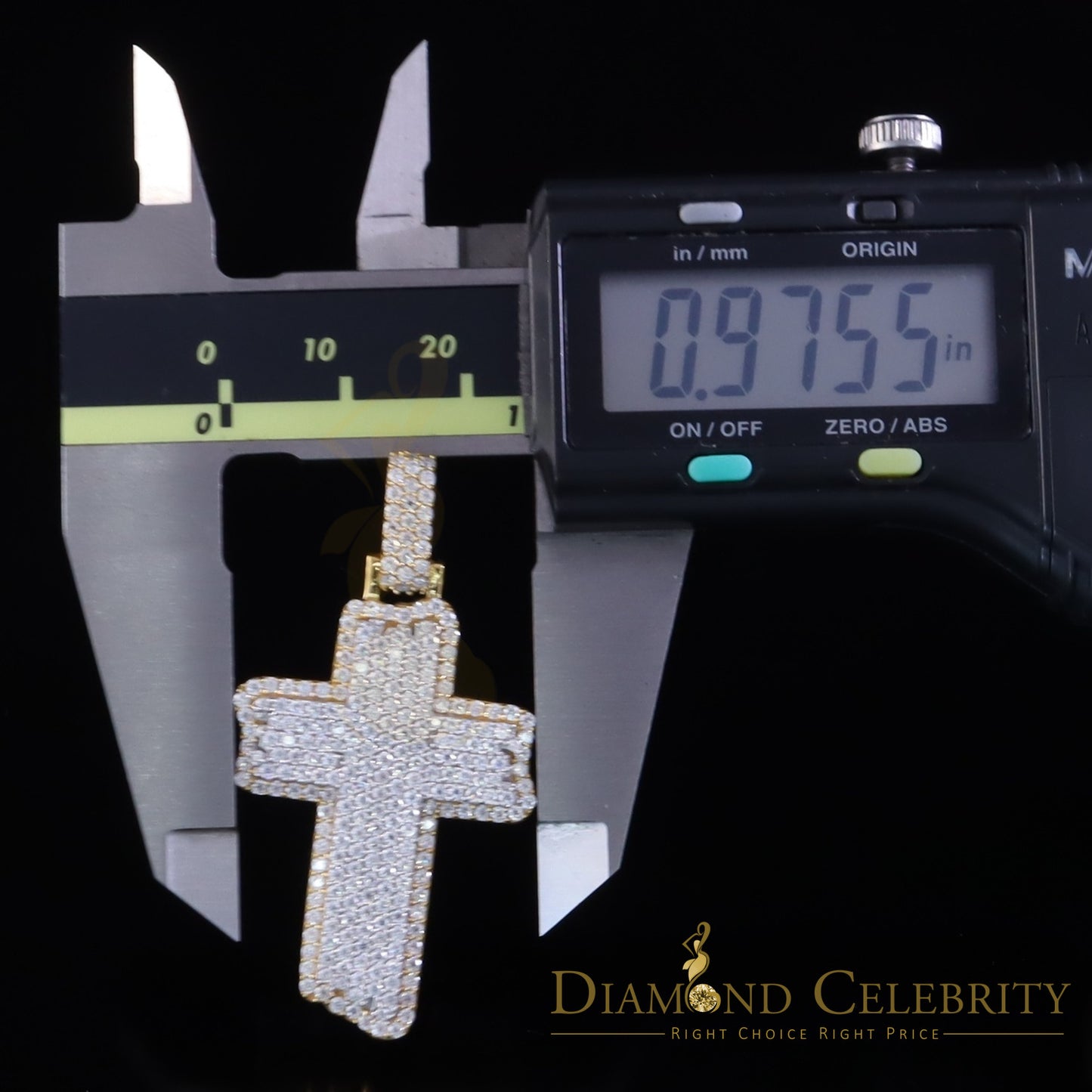 Diamondcelebritees Yellow Sterling Silver 3.0ct VVS D Moissanite Charm Cross Pendant Men's & Women