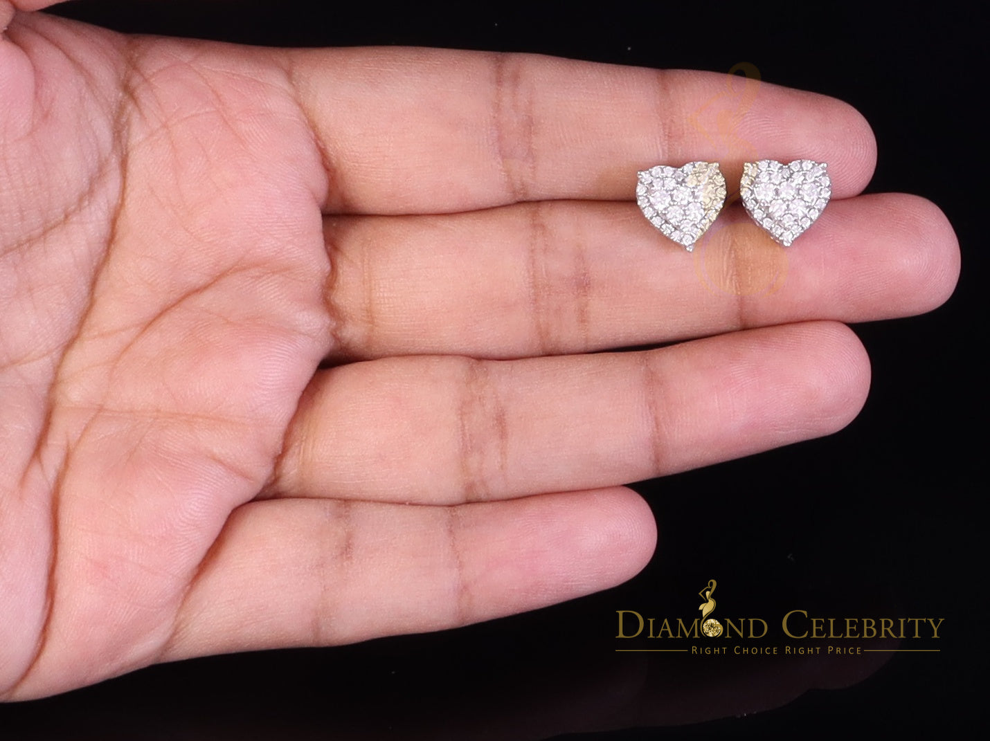 Diamondcelebritees Men's/Womens 925 Silver White 1.00ct VVS 'D' Moissanite Heart Stud Earrings