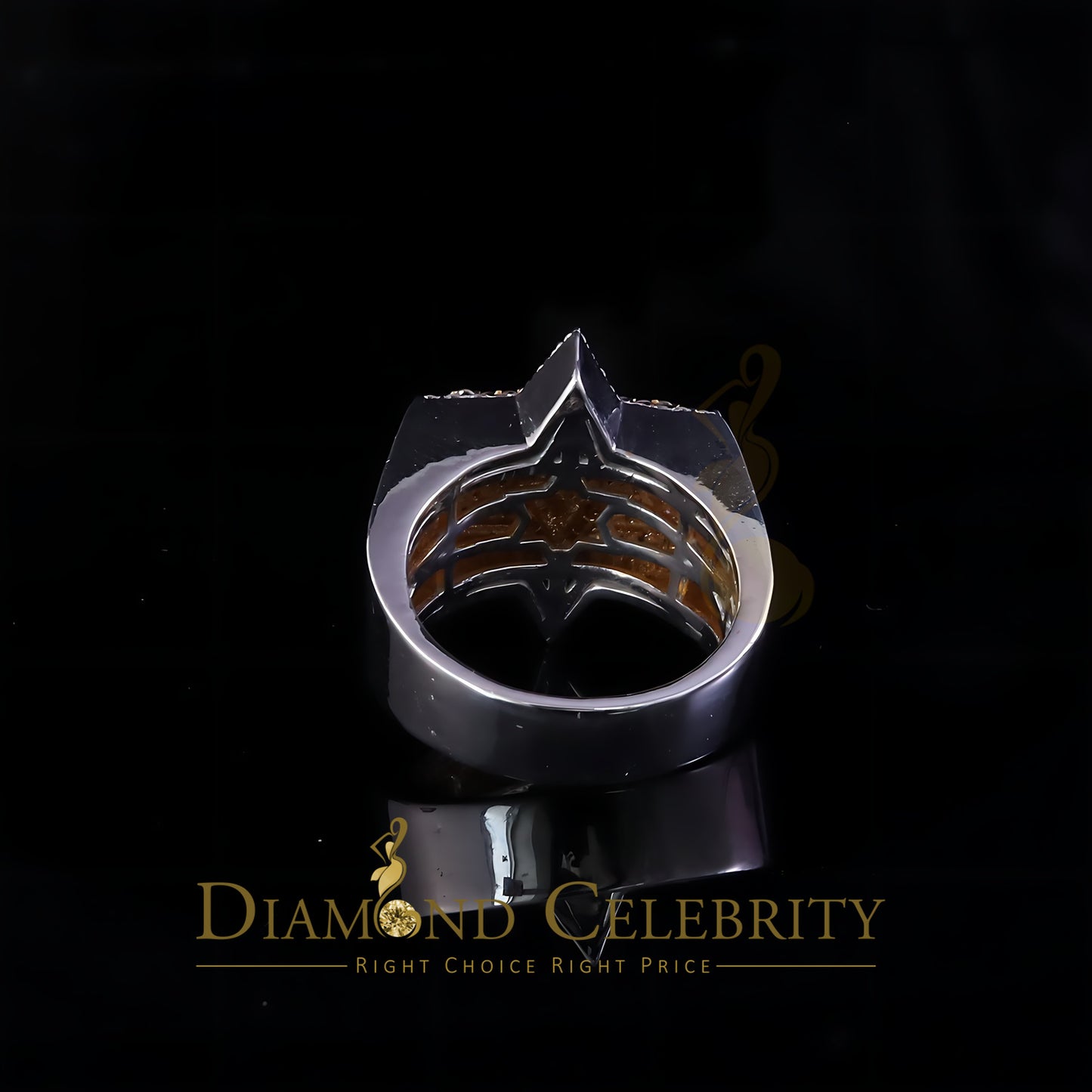 DiamondCelebritees 2.50ct VVS 'D' Moissanite White Men's Six Pointed Star of David Silver Ring Sz9