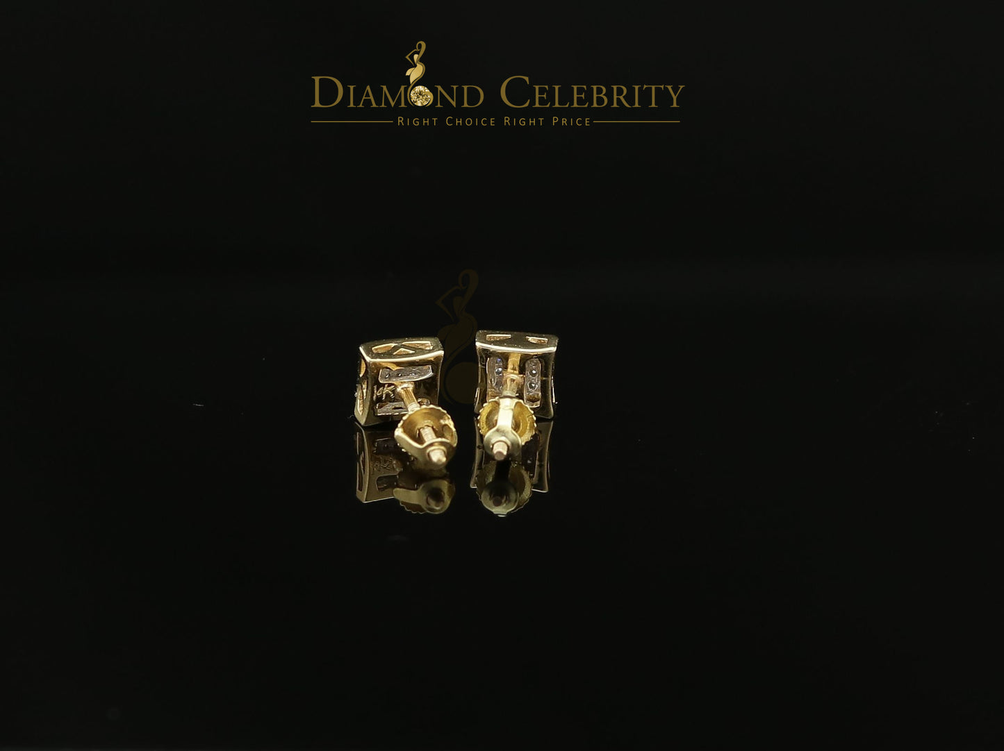 DiamondCelebritees 10K Yellow Real Gold Real Diamond 0.10CT Mens /Ladies Studd Earring
