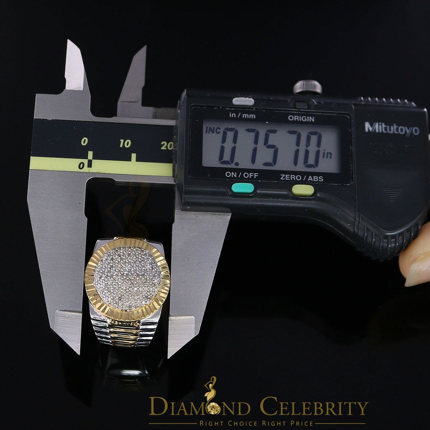 DiamondCelebritees 0.50ct Real Diamond Men's Sterling White Silver Two Tone Wide White Ring SZ 9