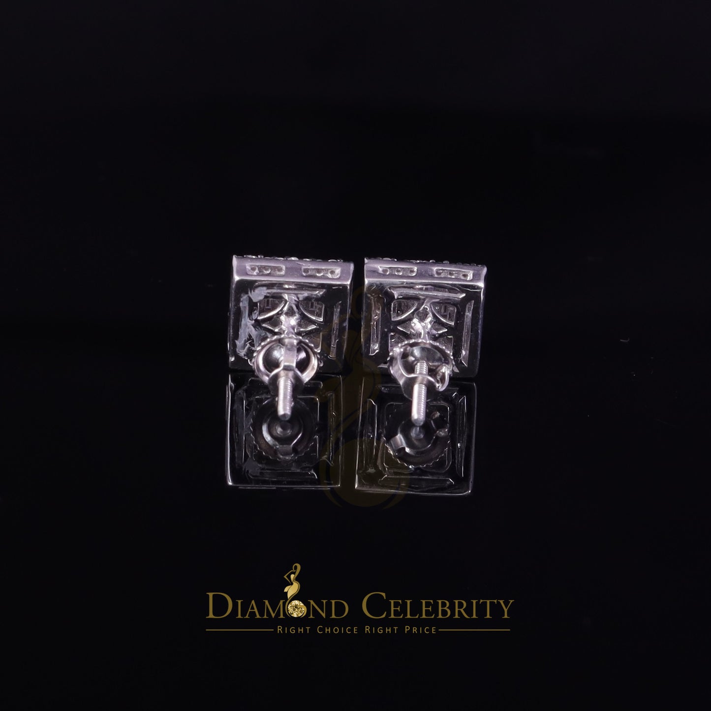Diamondcelebritees 925 Silver White 1.00ct VVS 'D' Moissanite Men's/Womens Square Stud Earrings