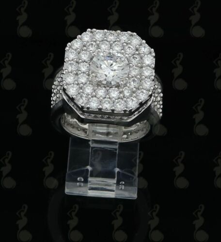 DiamondCelebritees 925 SilverJewelry White 16.0ct Cubic Zirconia Wide Octagon Men's Ring Size 9.5