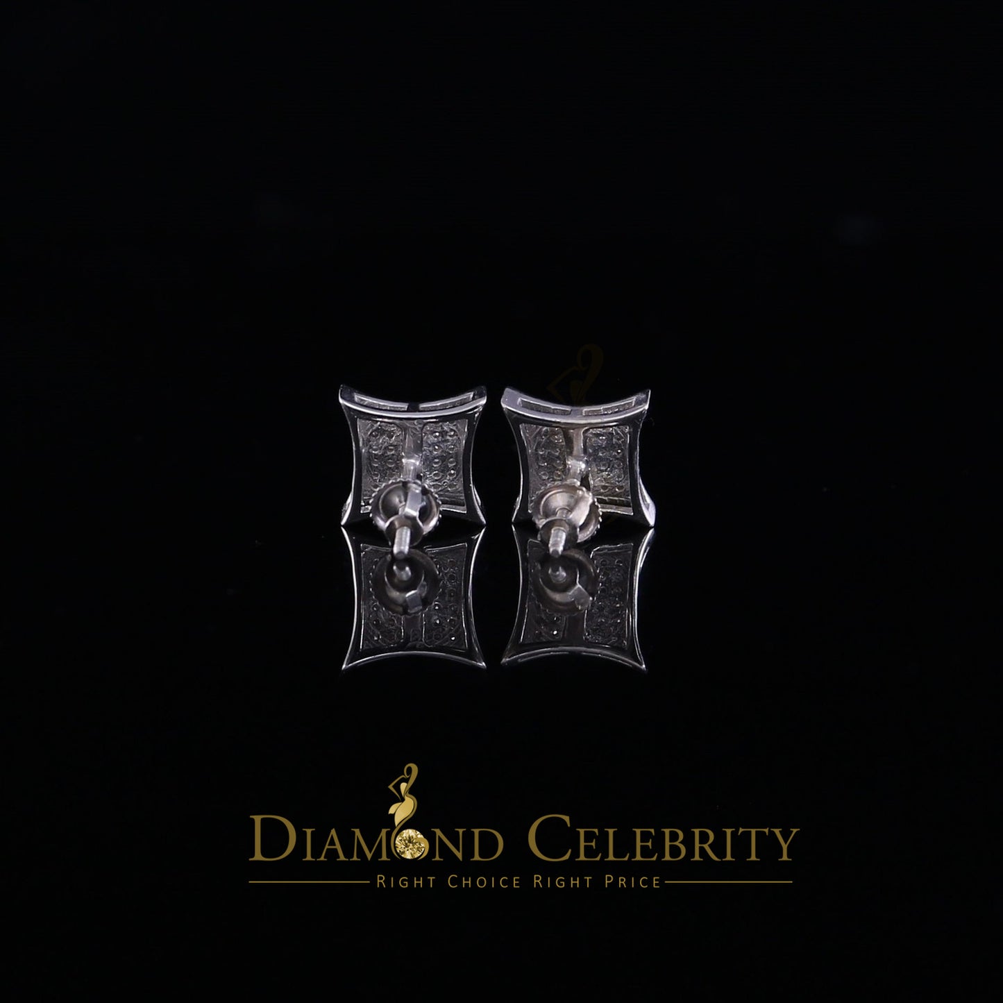 DiamondCelebritees 0.20ct Diamond 925 Sterling Silver White Square Earrings For Men's / Women's