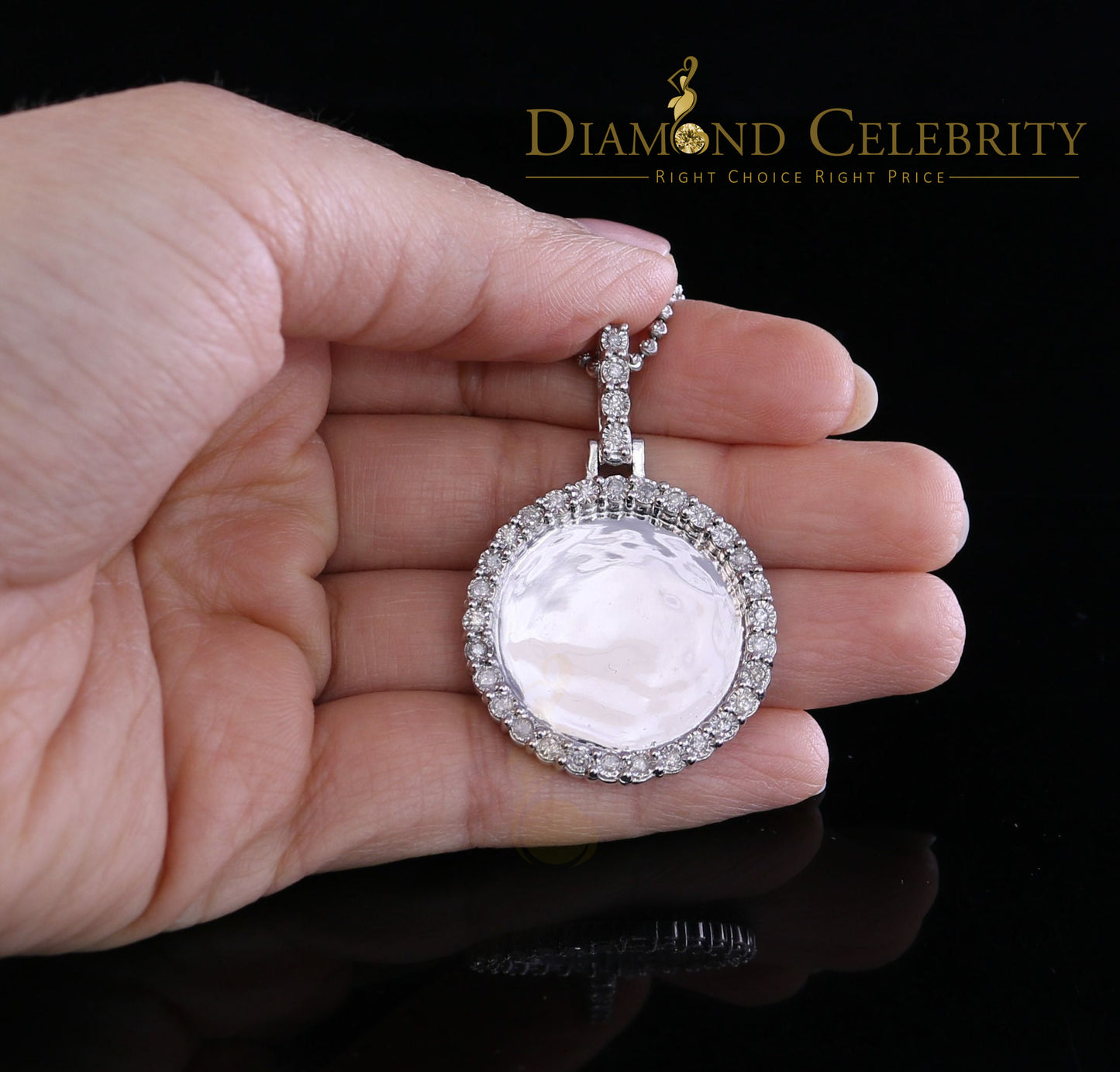 DiamondCelebritees Real 0.66ct Diamond 925 Sterling Silver 1.25" PICTURE Pendant Fashion White