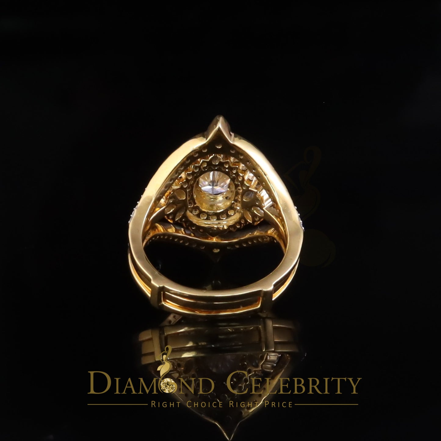 DiamondCelebritees 3.0ct Moissanite Yellow Oval Cut Enhancer 925 Silver Guard Wrap SZ7 Ring Women's