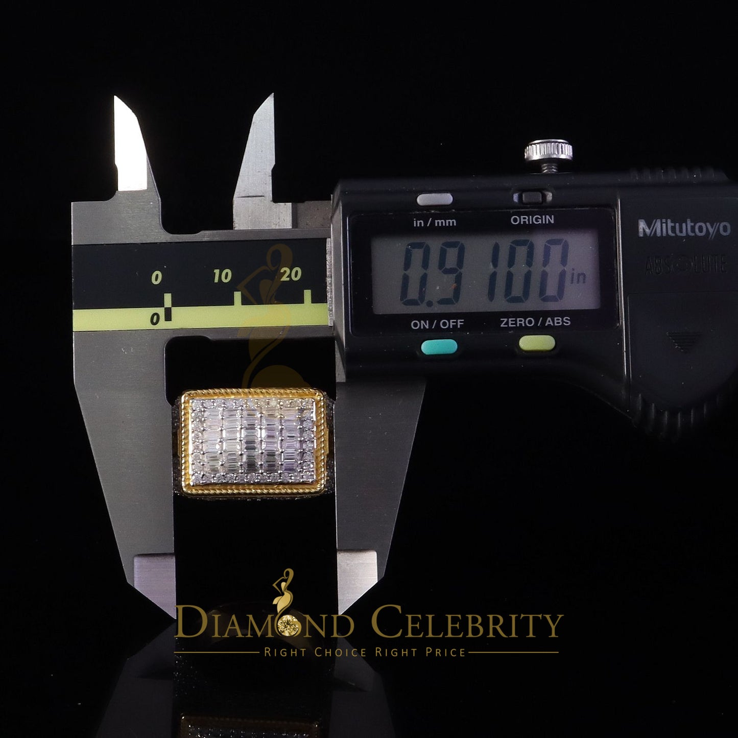 DiamondCelebritees Men's Baguette 4.50ct VVS 'D' Moissanite Yellow Silver 3D Rectangle Rings SZ 10