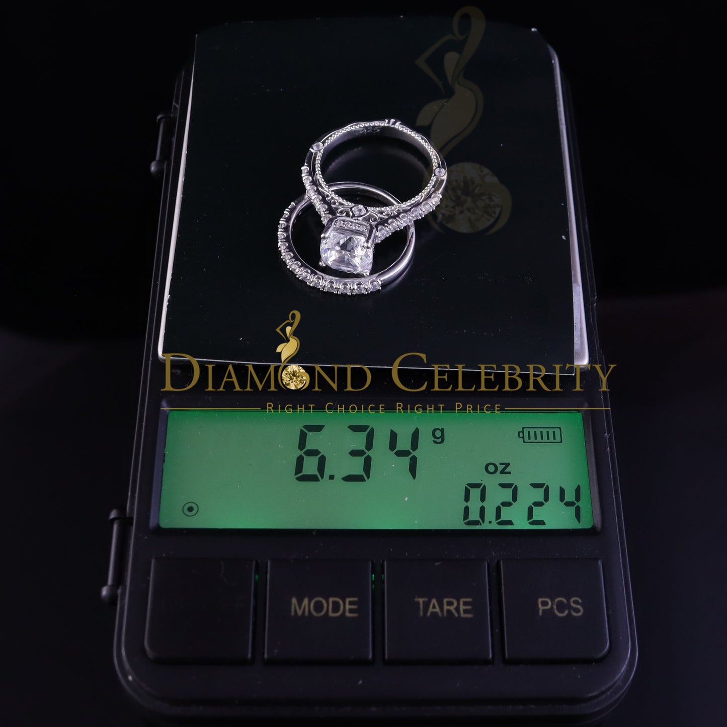 DiamondCelebritees 6.13 ct White Cubic Zirconia 925 Sterling Silver Bridal Fashion Womens Ring SZ 7