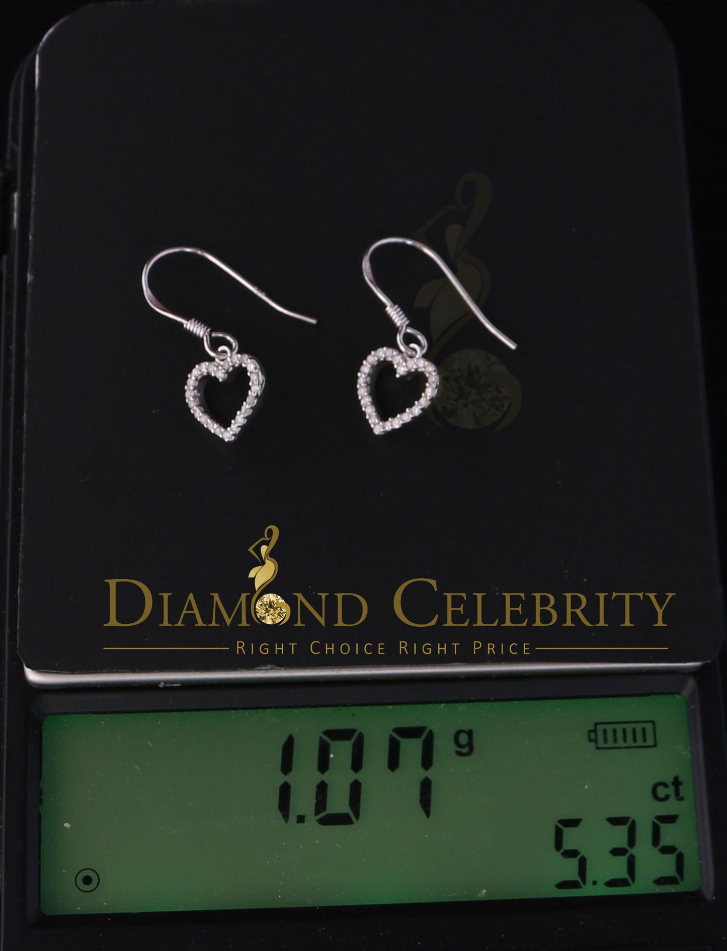 DiamondCelebritees 0.20ct Diamond 925 Sterling Silver White Dangling Stud Earring For Men / Women