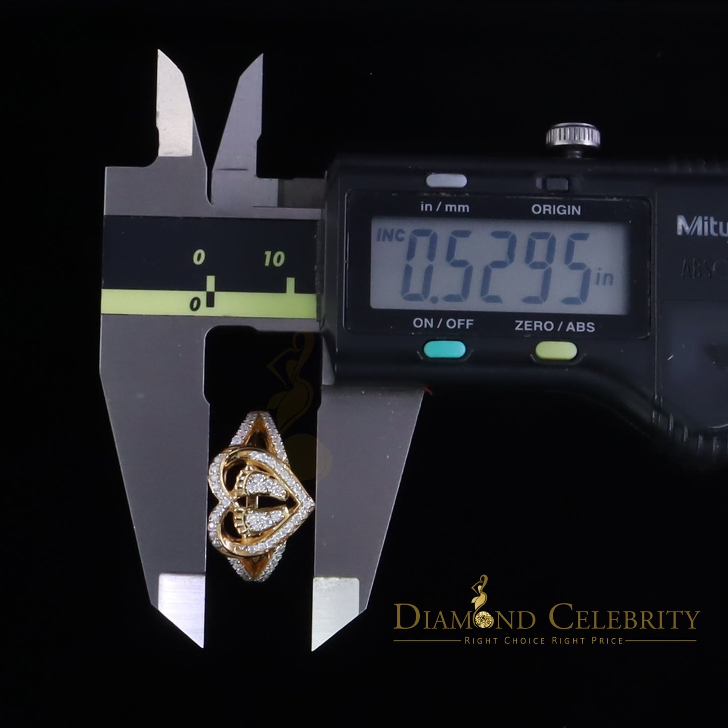 DiamondCelebritees 925 Moissanite Mom Yellow Heart Child feet 1.00ct VVS D Silver Ring Size 8 Women